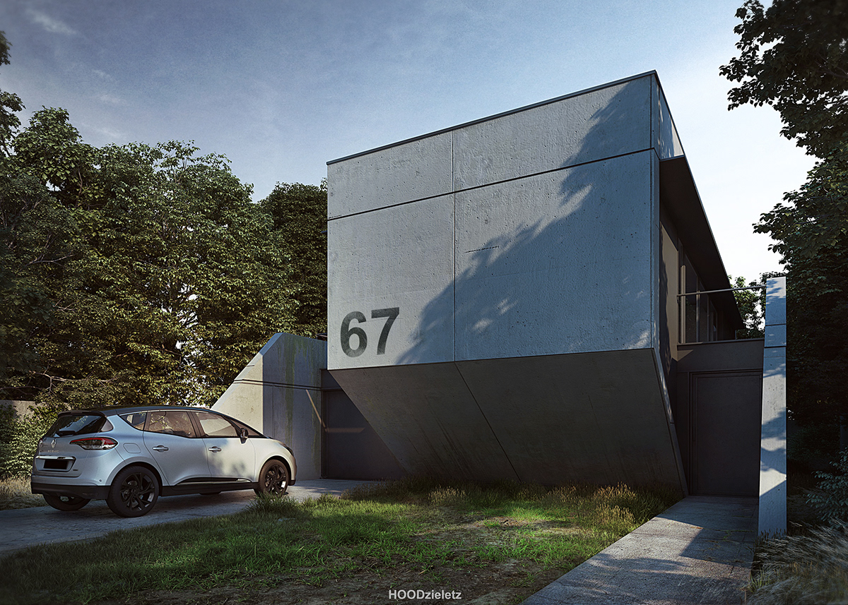 architecture adam spychala Brutalism concrete V-ray house Render
