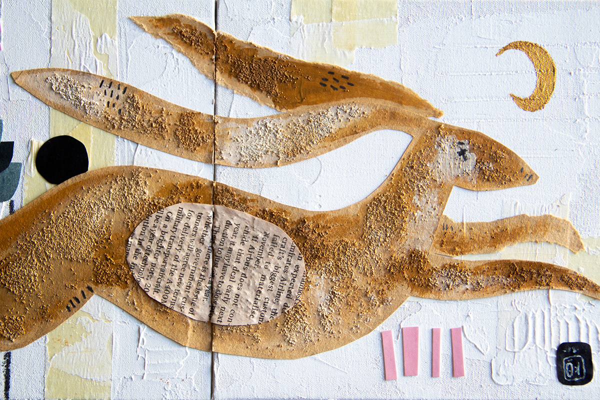 gokceirten collage concept modern contemporary mixedmedia abstract rabbit plaster Drawing 