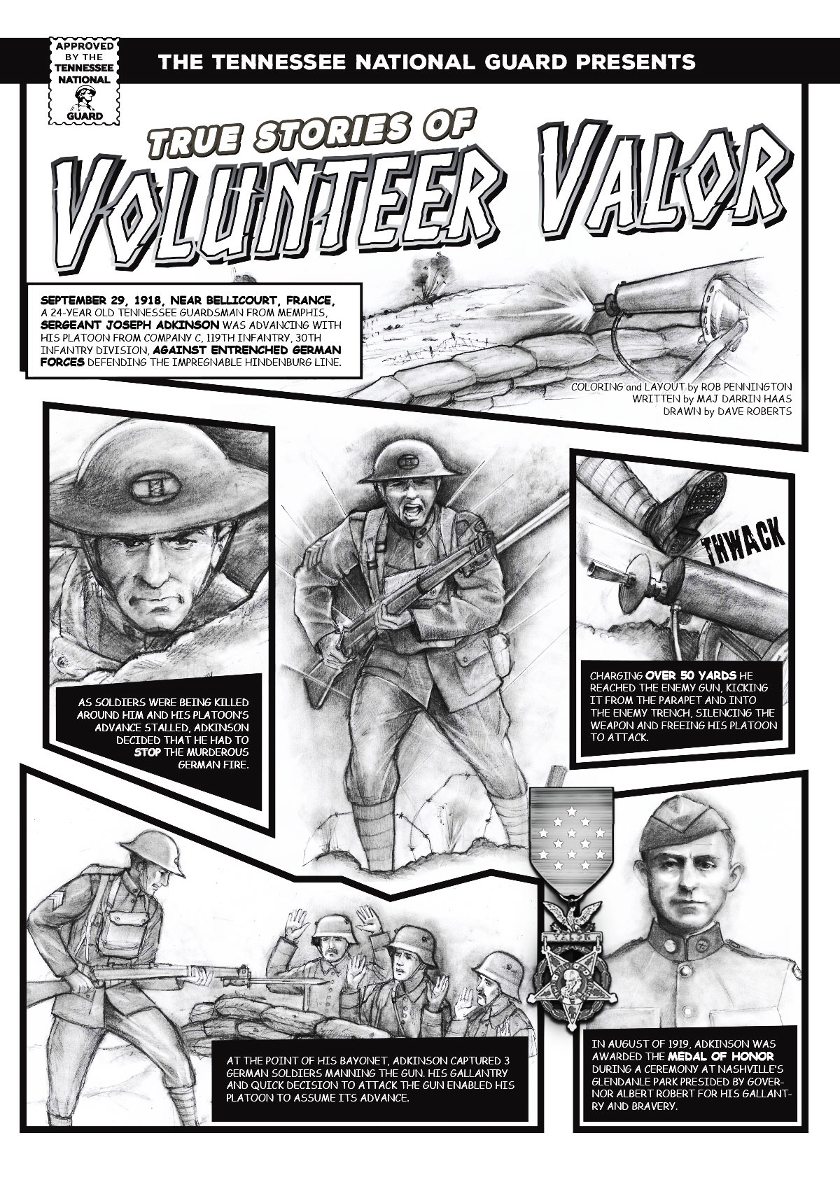 comic War WWI Tennessee guard volunteer valor graphic army agca