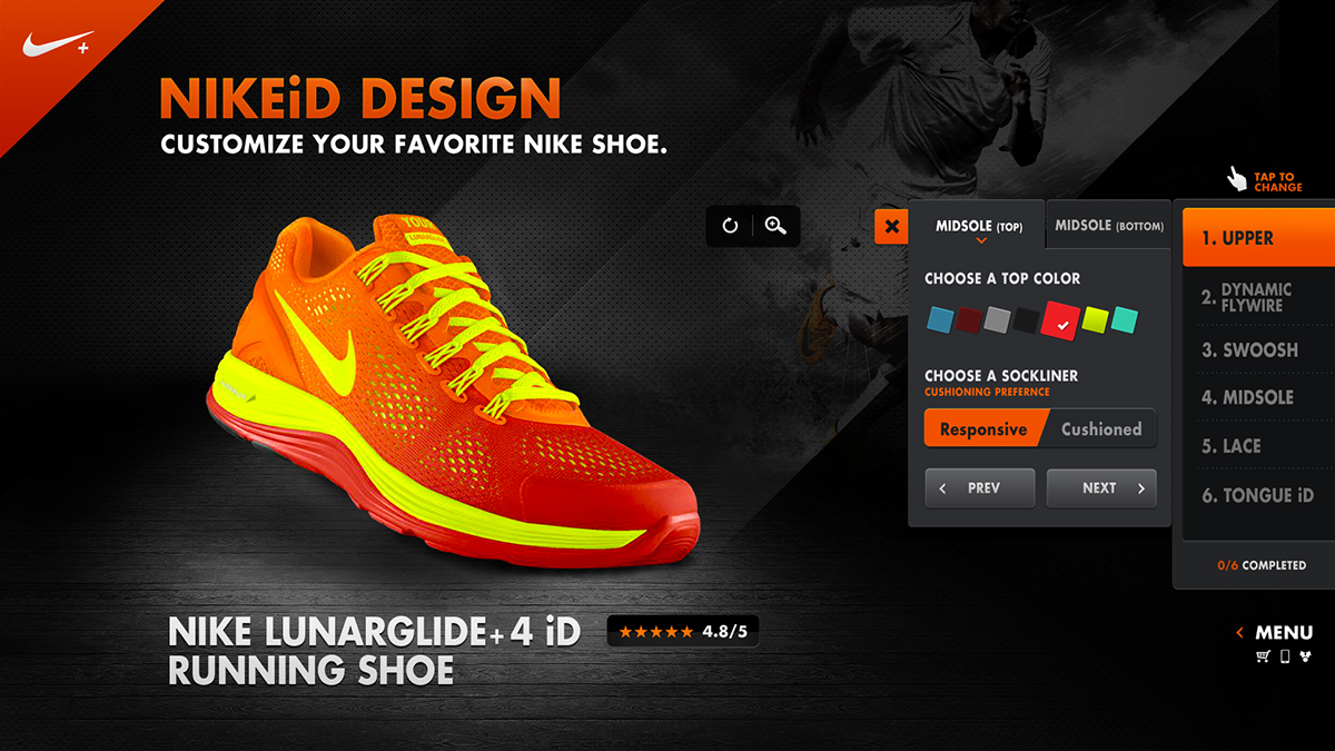 Nike nikeid digital signage touch screen display interactive UI user interface