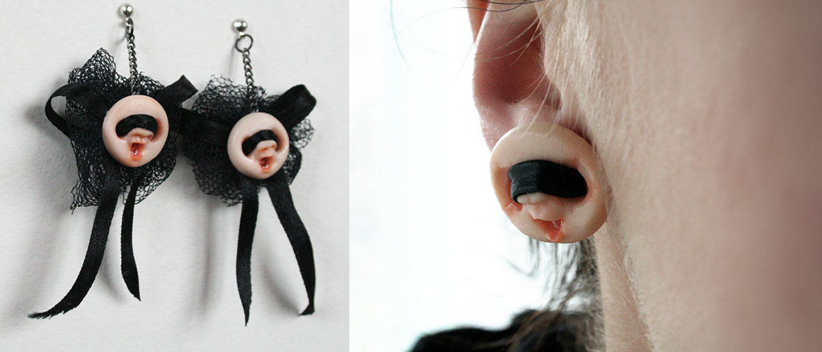 wool pearl doll toy jewelry face earrings Necklace brooch