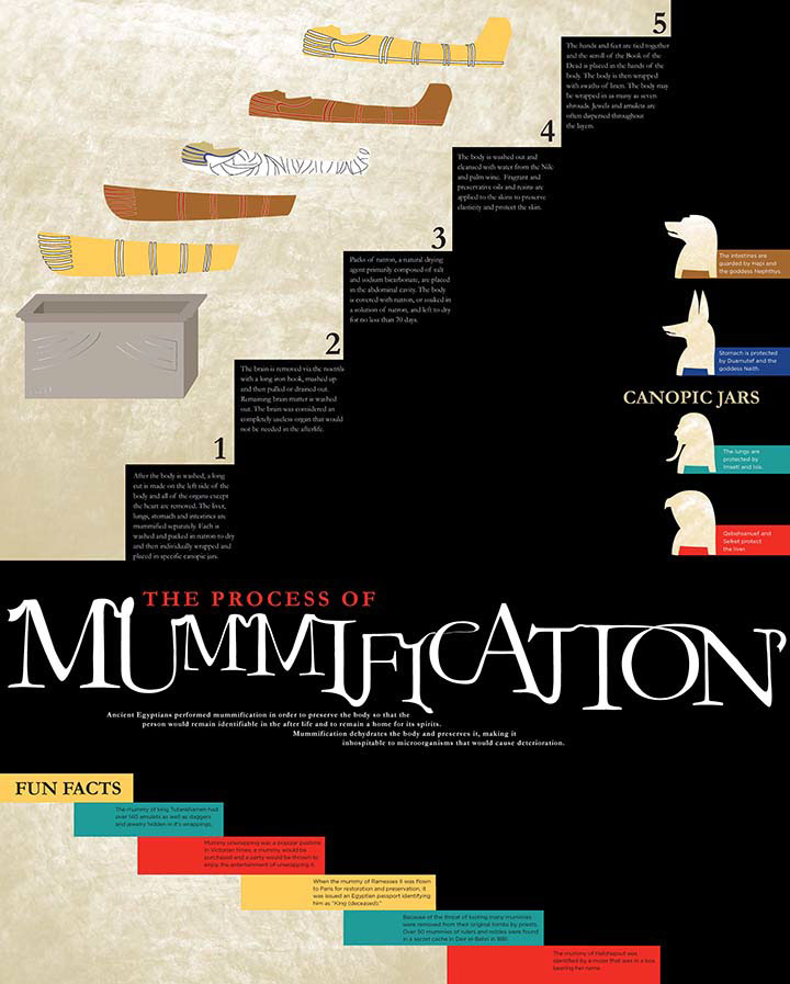 mummification exhibit process poster custom typography information design ancient egypt