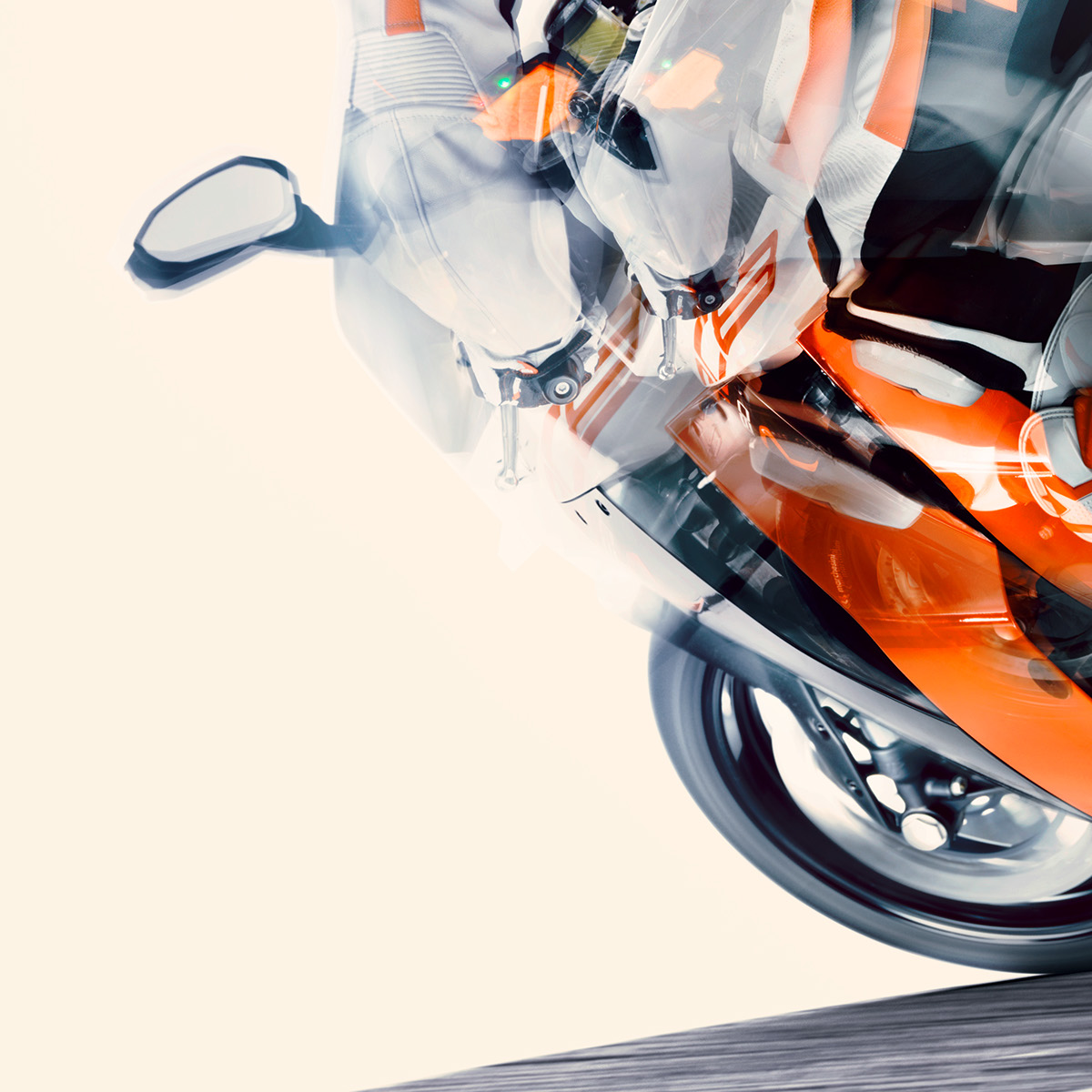 rene neumann transportation motorbike motorcycle Racing graphics White orange look development retouch CGI grading Illustrative motion look