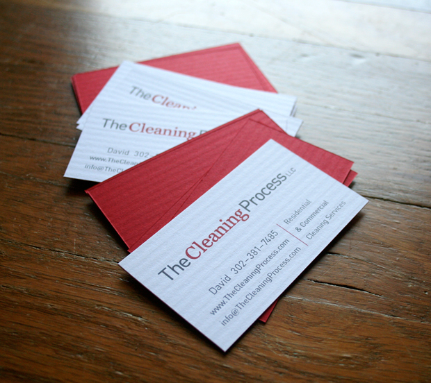 cleaning Business Cards red neenah classic columns identity