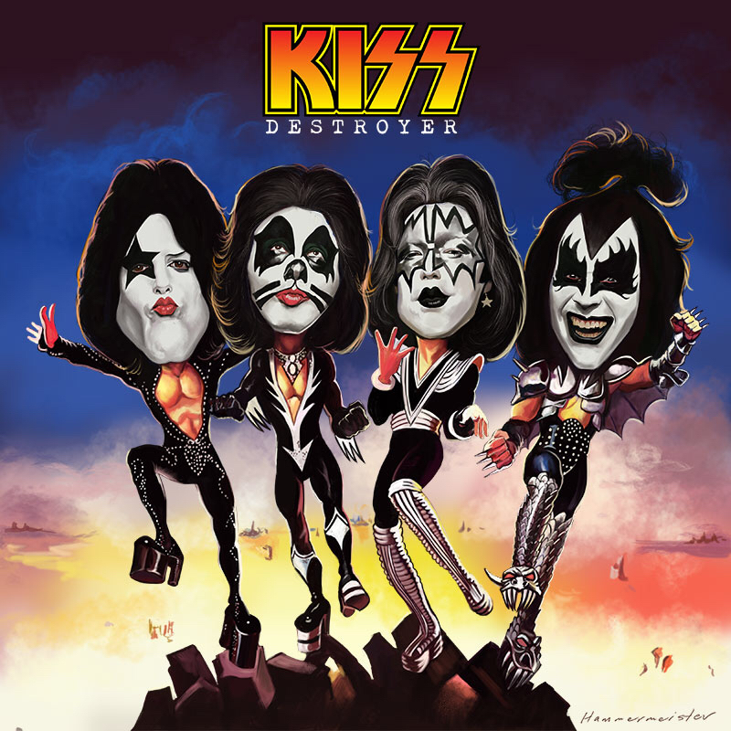 kiss album cover Rock And Roll caricature  