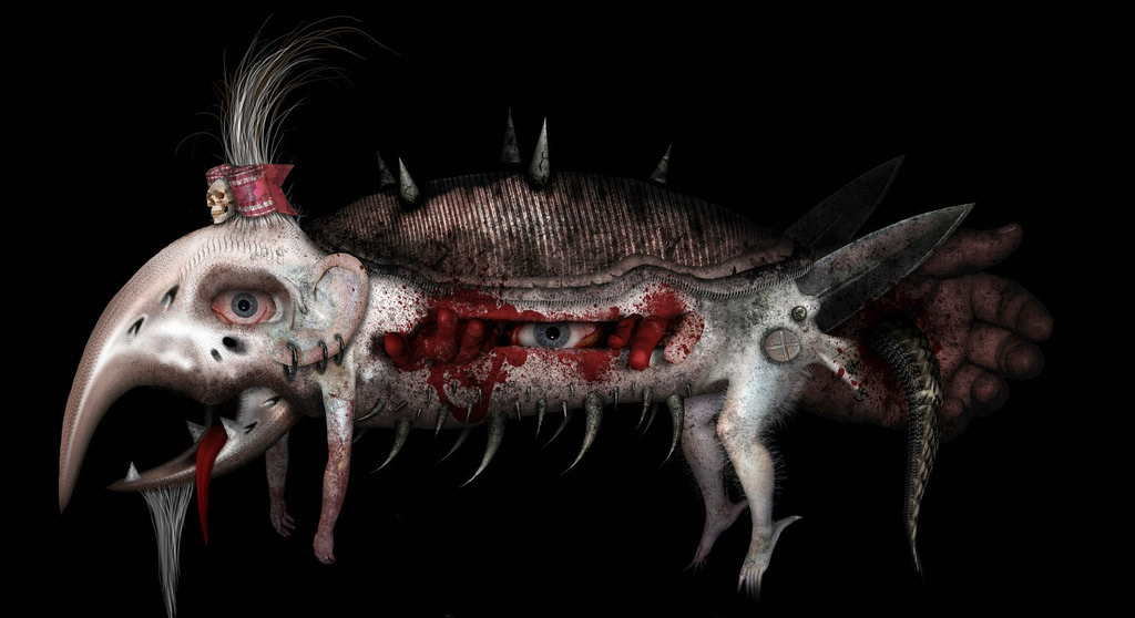dark art photoshop biomechanical fantasy art surreal photomanipulation creepy horror