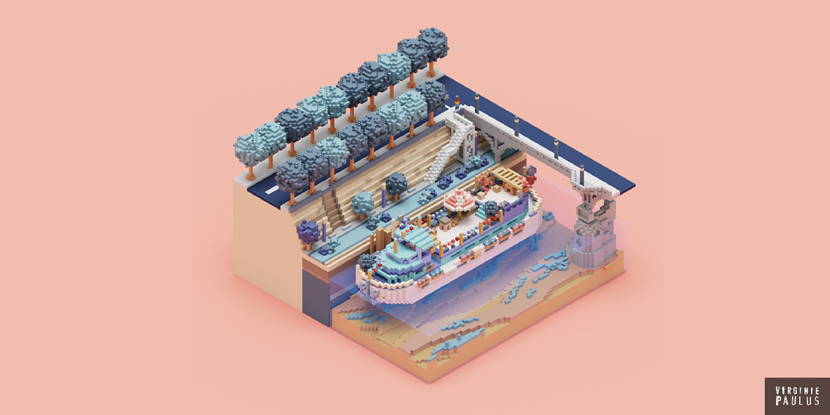 Diorama dollhouse Isometric lowpoly Magicavoxel pixel voxel voxel art