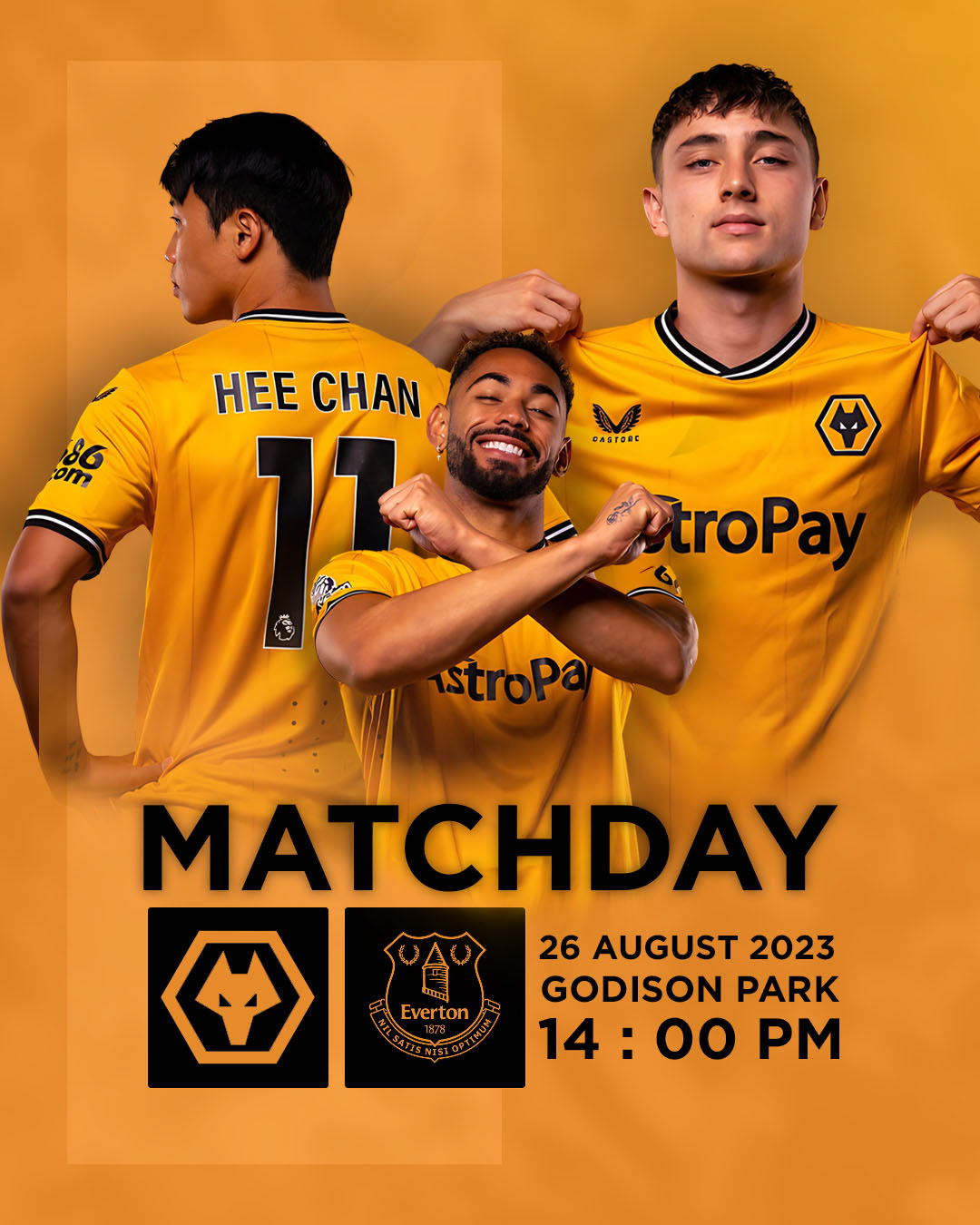 Wolverhampton Wanderers Premier League Social media post social media matchday Starting XI goal Soccer Design football design