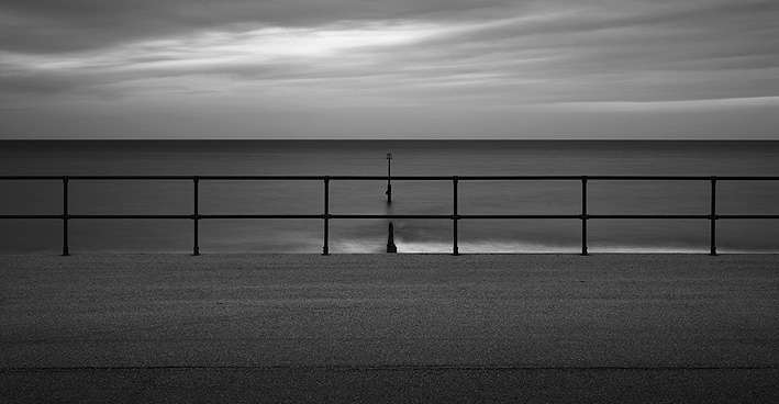 seascape railing monochrome black & white clouds sea coastal