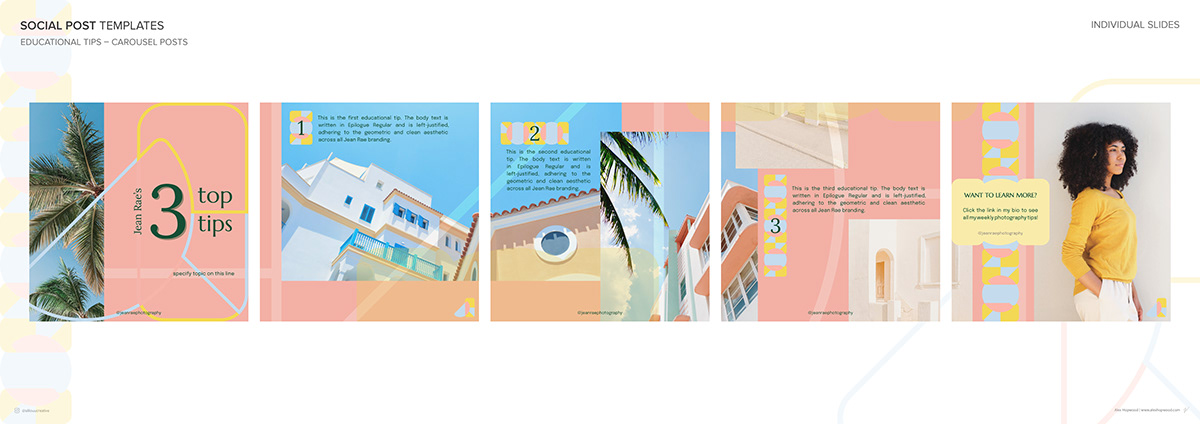 brand identity geometric Instagram Post minimal pastel Photography  Small Business Social Media Design template design visual identity