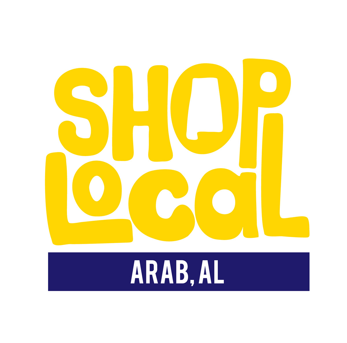 shop local Arab alabama organic handwritten handdrawn type bebas gold blue White polka dot dots al