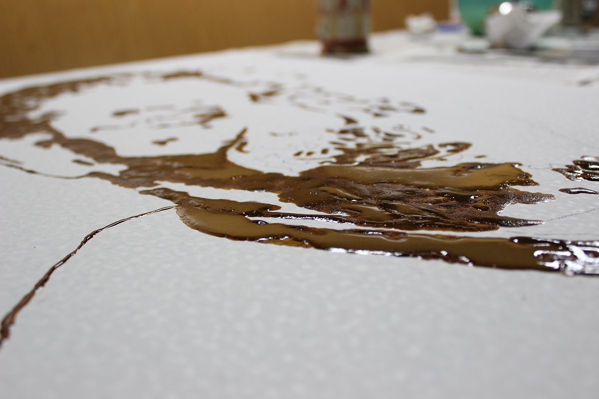 painting   Coffee Plasterboard art representation portrait brown Creativity TEAMWORK Expression