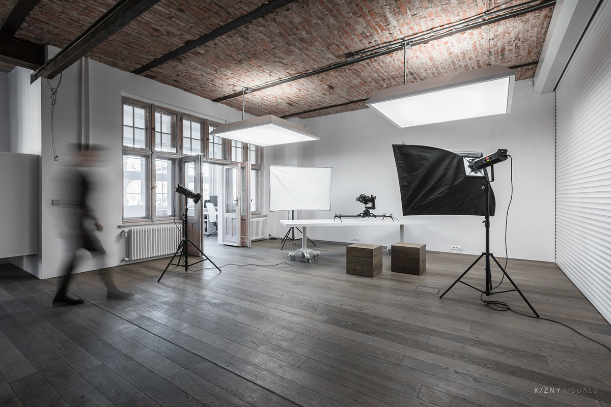 Interior LOFT studio industrial Converted Space furniture table minimalistic minimal wood brick steel