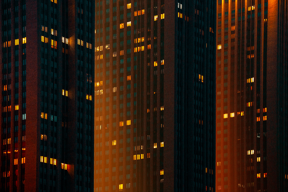 Cyberpunk Moscow city glow future Urban game matrix building neon