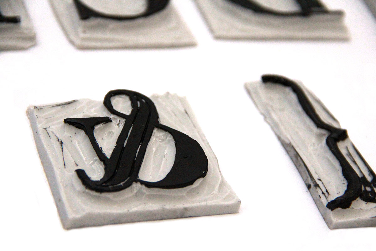 Typeface design stamp carving expressive