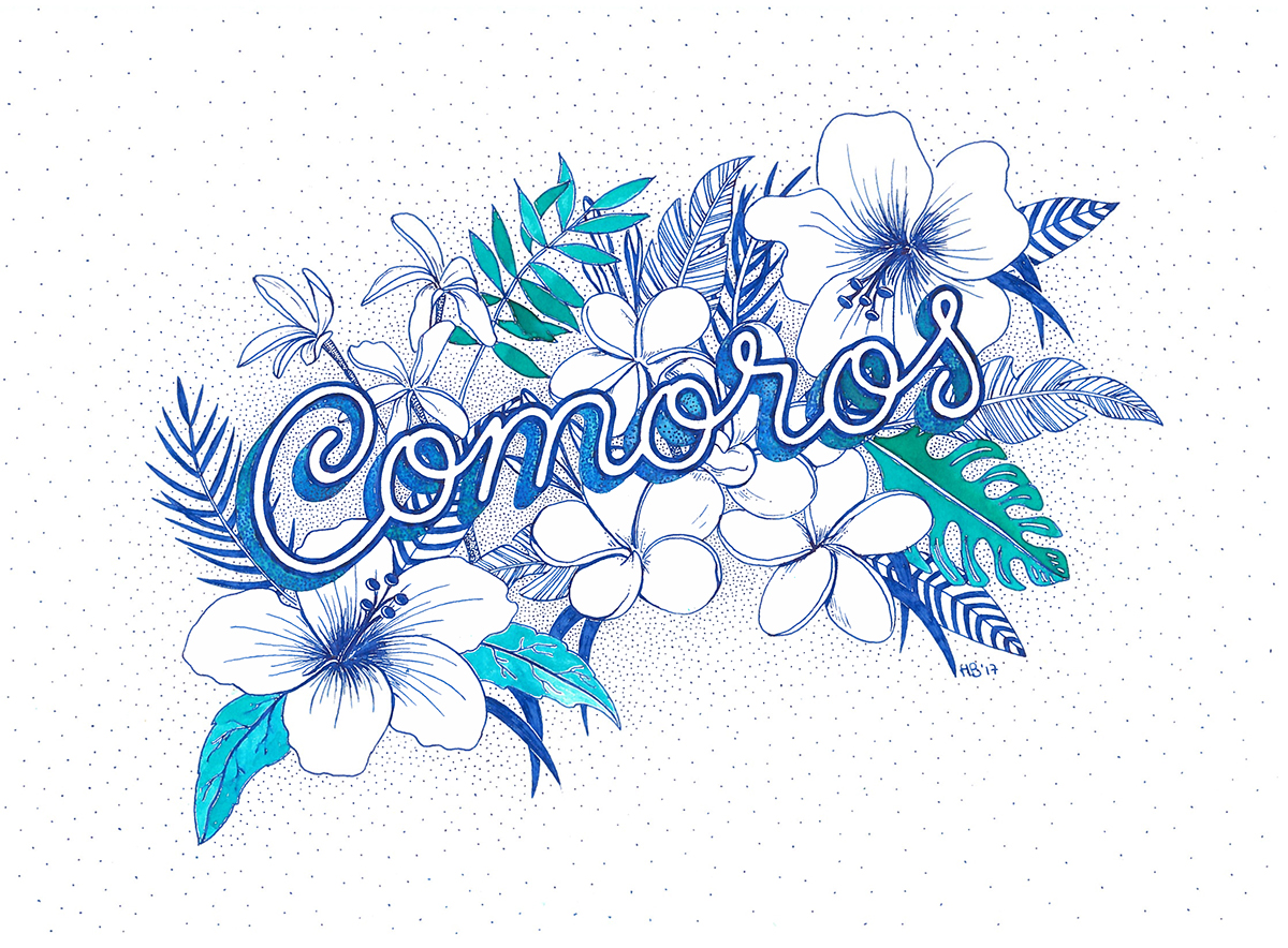 ink watercolor lettering HAND LETTERING ILLUSTRATION  Tropical Flowers