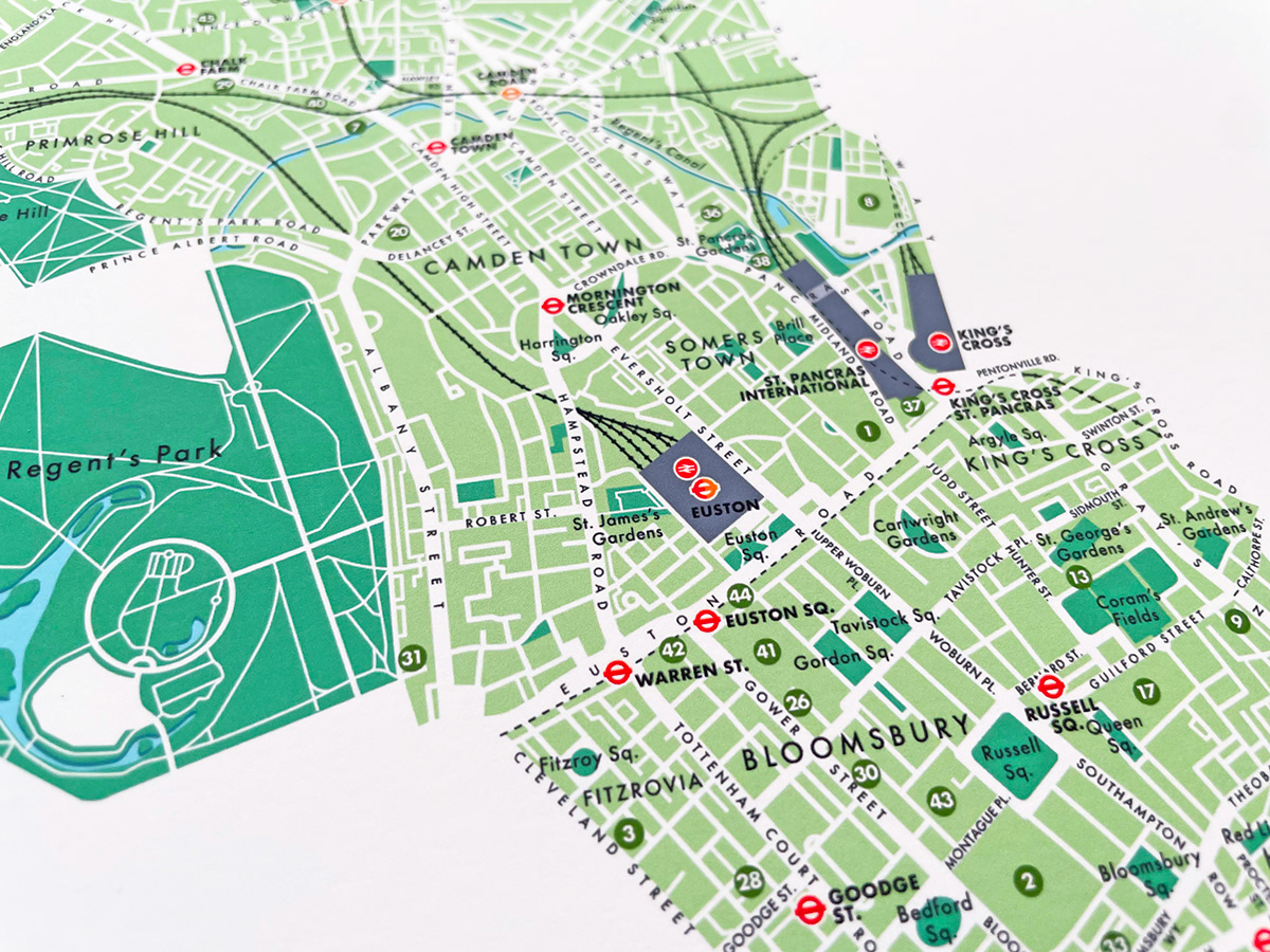 London borough Retro poster map Mapping Futura cartography