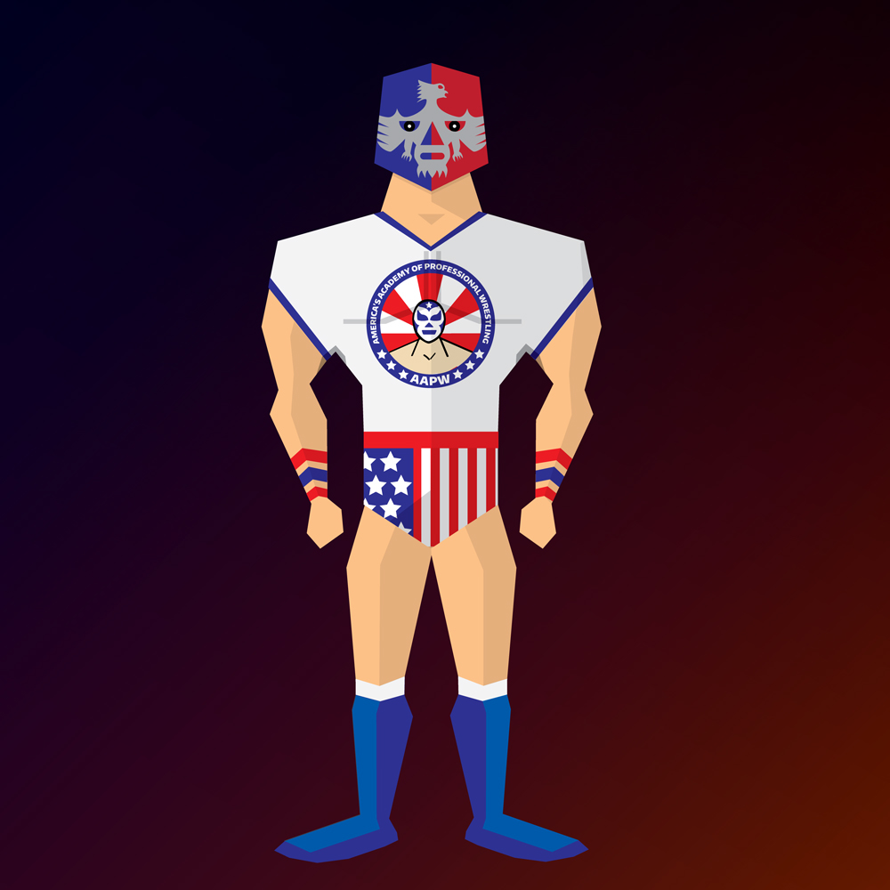 Character Wrestler AAPW Wrestling American Eagle america american eagle WWE ring drawingillustration