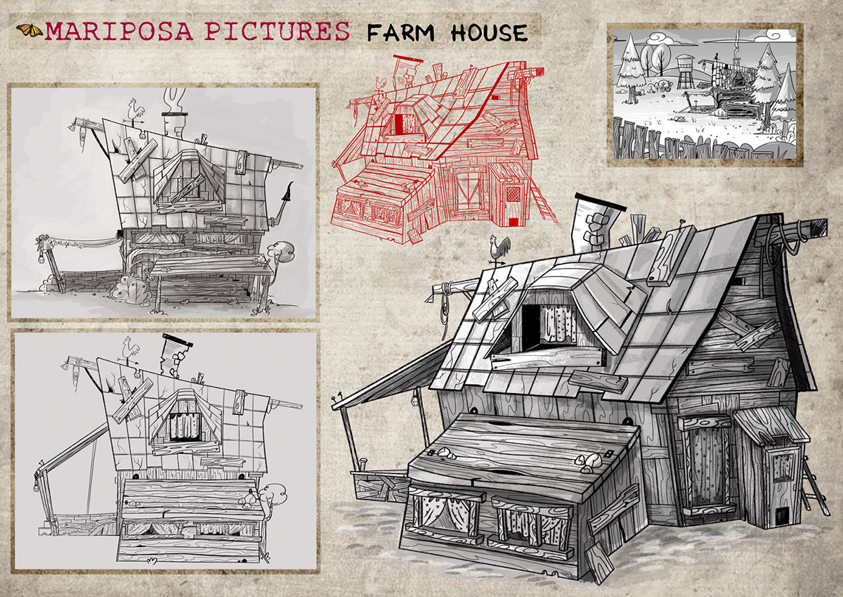 concept art animation  short film farm Tennessee background 2D cartoon story