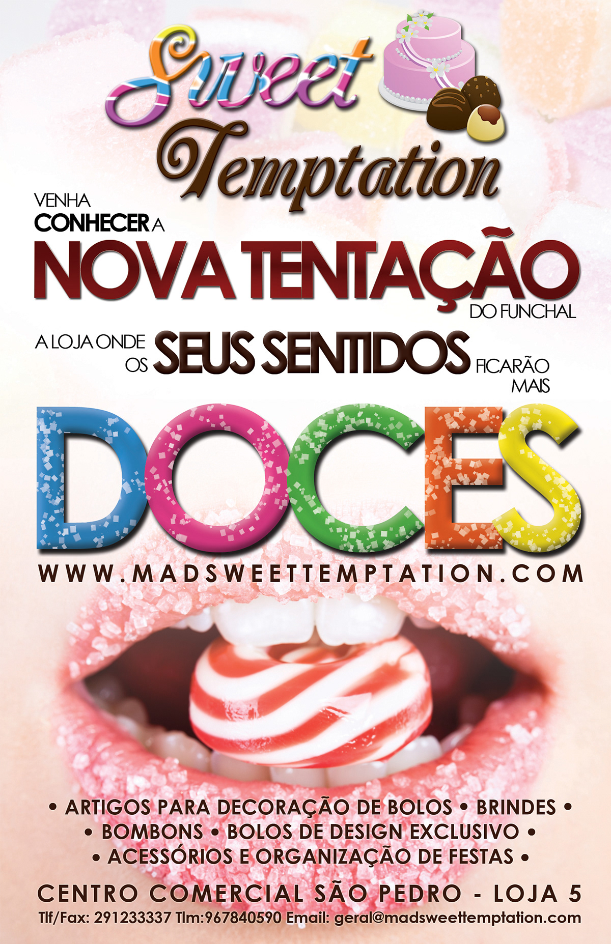 Mad sweet temptation Madeira Funchal Sweets cake design cakes Colourful  sexy lips Mouth Sweet Temptation cake shop