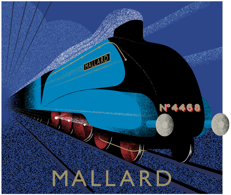 mallard train locomotive railway STEAMPUNK Steam 1930s vintage Retro