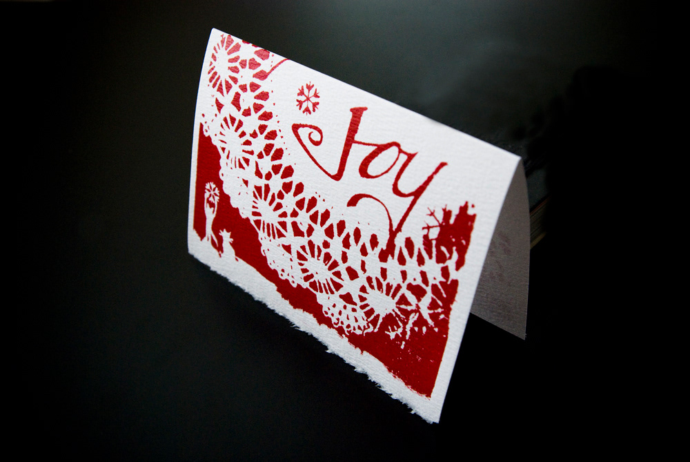 screen print  handmade card red