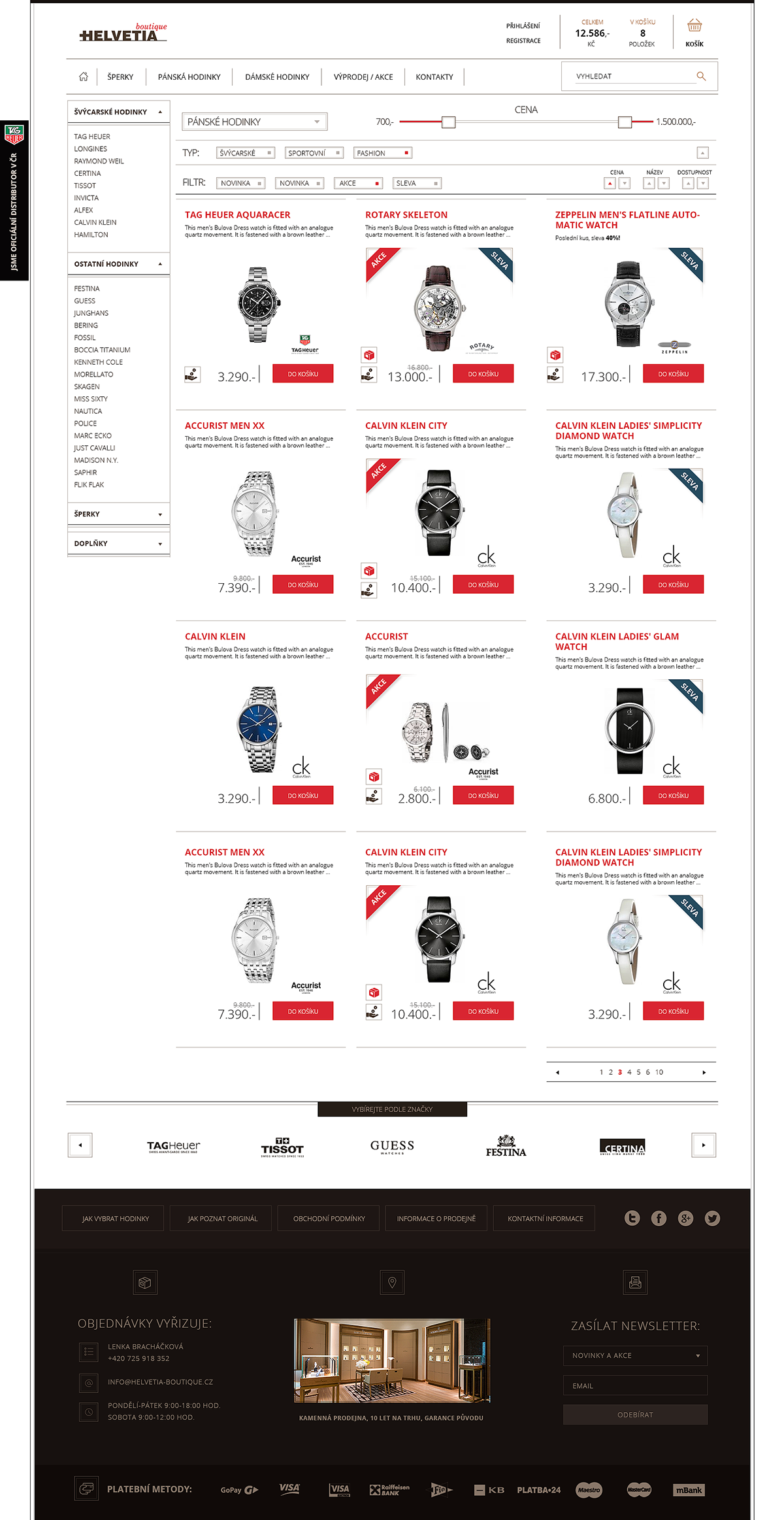 Watches jewwelery e-shop Webdesign