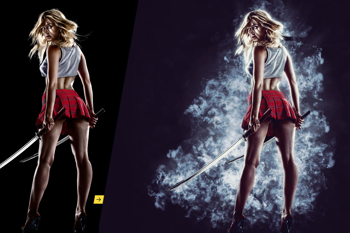 photoshop creative actions action fire smoke Glitch digital light tamplate