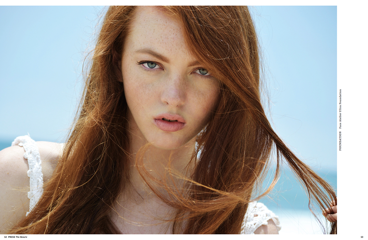 beauty editorial Los Angeles model makeup artist redhead