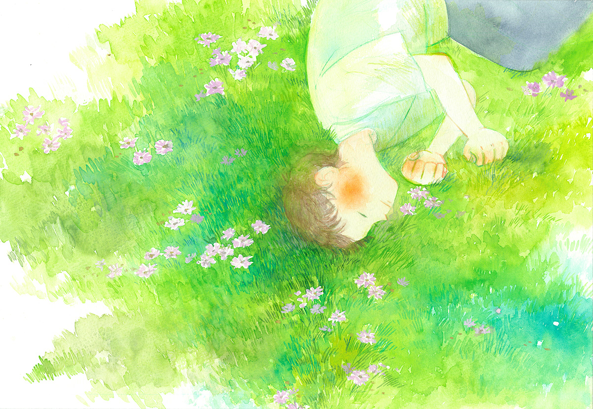 ILLUSTRATION  watercolor 顔彩 Zine  book blue green horse Child book journey