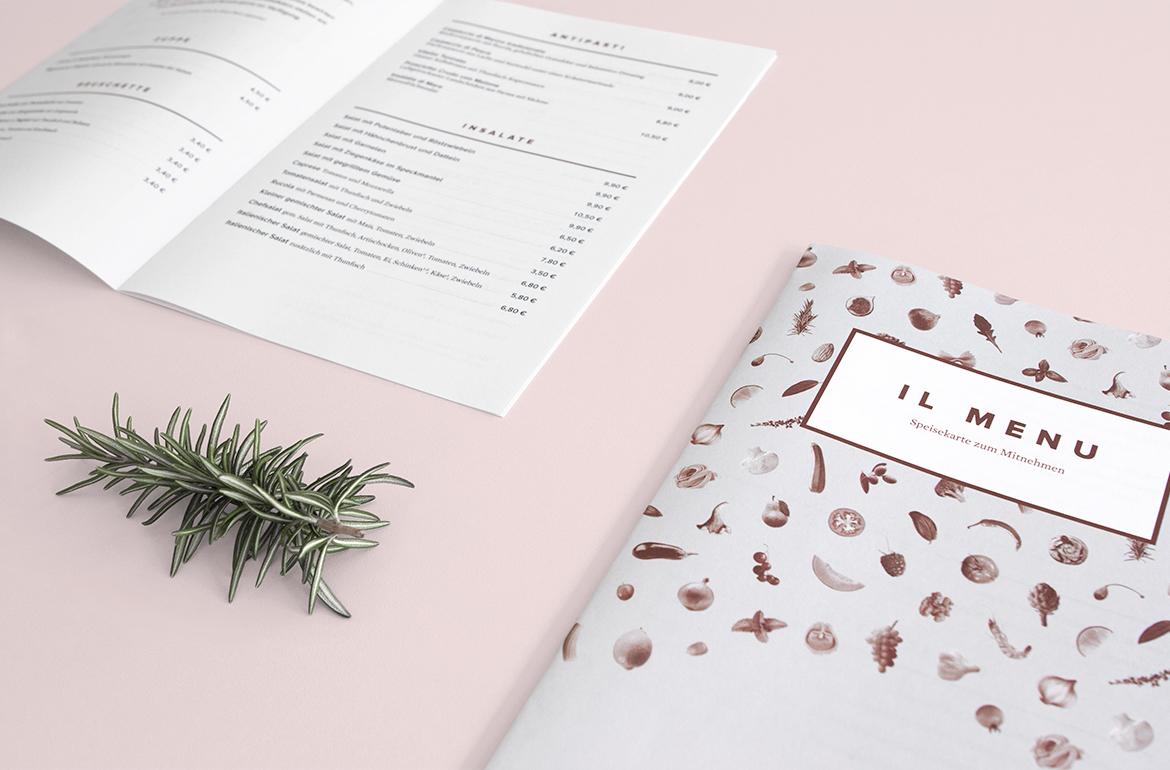 Corporate Design Corporate Identity CI logo print collateral Stationery business card flyer menu Menu Card restaurant Food  cooking italian gastronomy