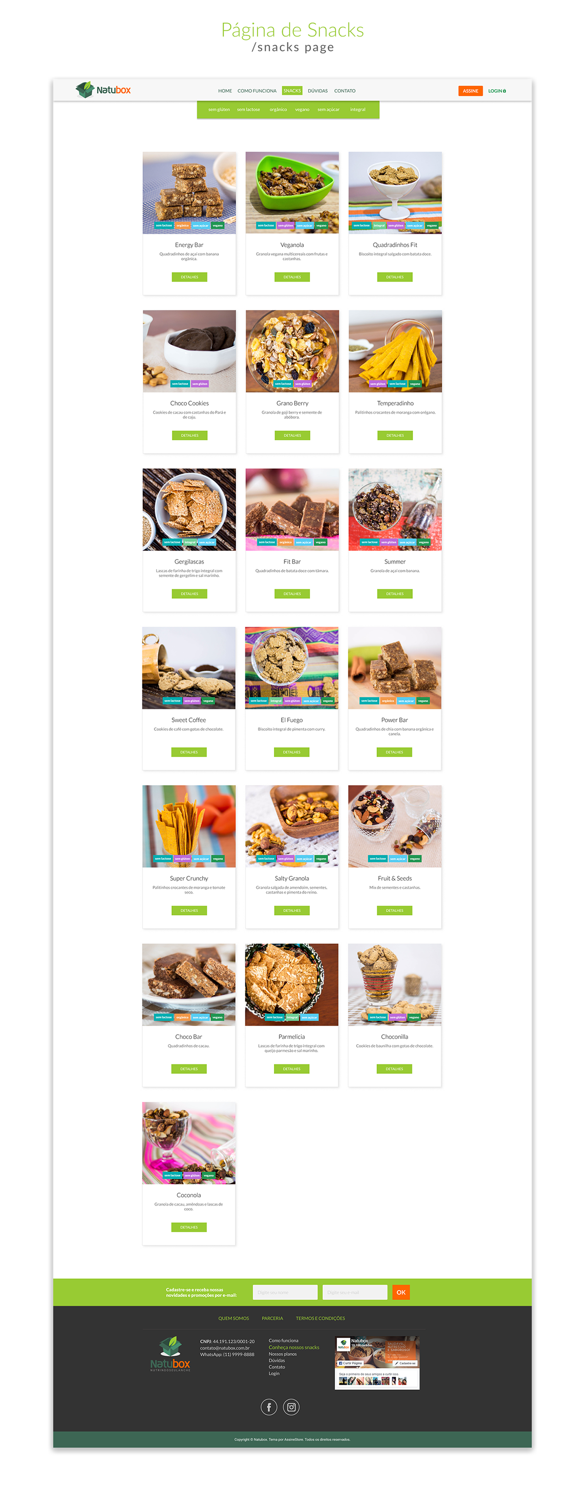 snacks natubox Layout Website healthy snacks healthy saudável snack doces Clube de assinatura