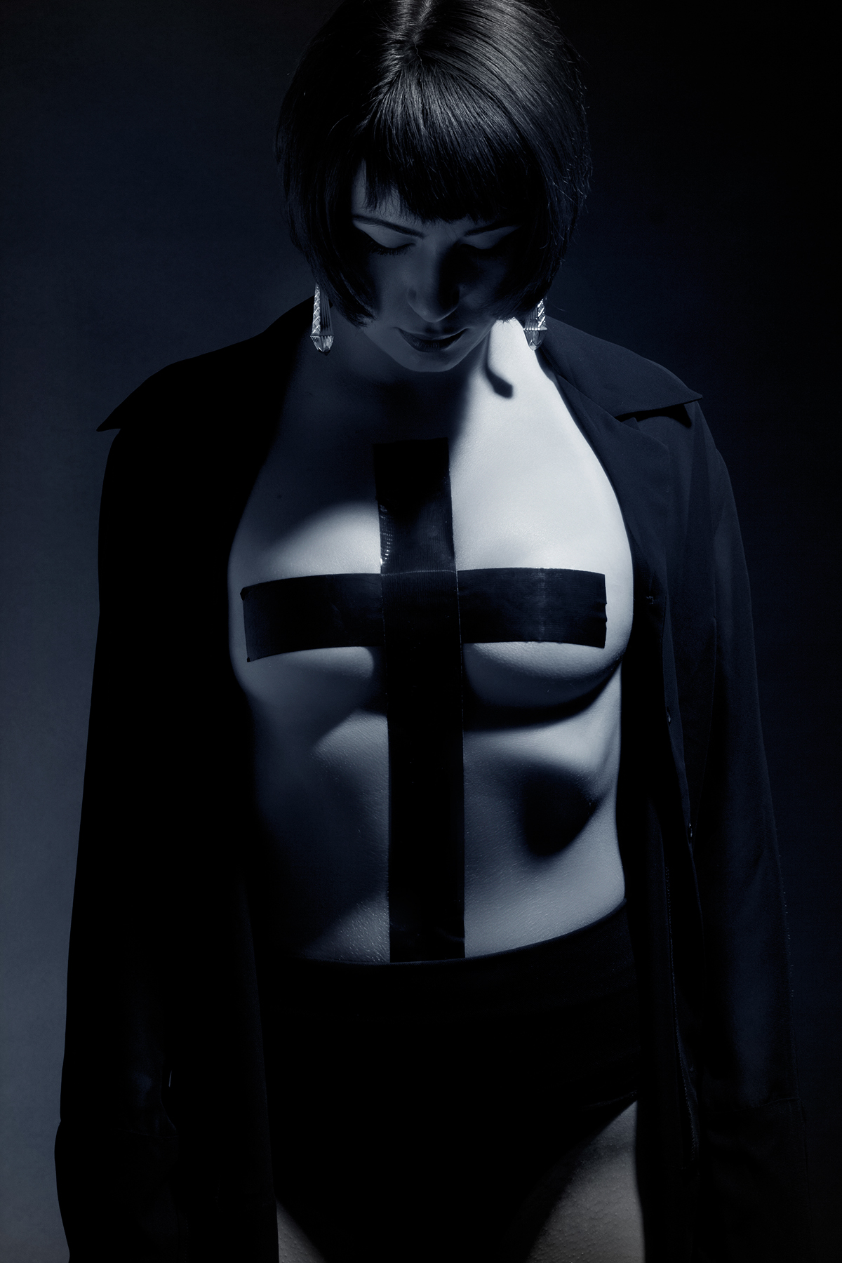 ventzislav iliev Emil Aidarov styling  dark cross naked paint black cold girl futuristic depression spread
