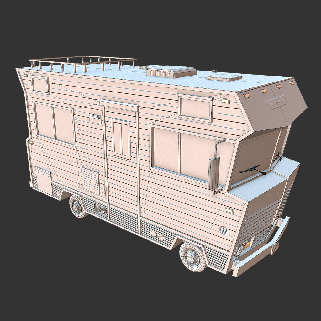 motorhome 3D Low Poly Vehicle Travel polygonal adventure traveling road Truck