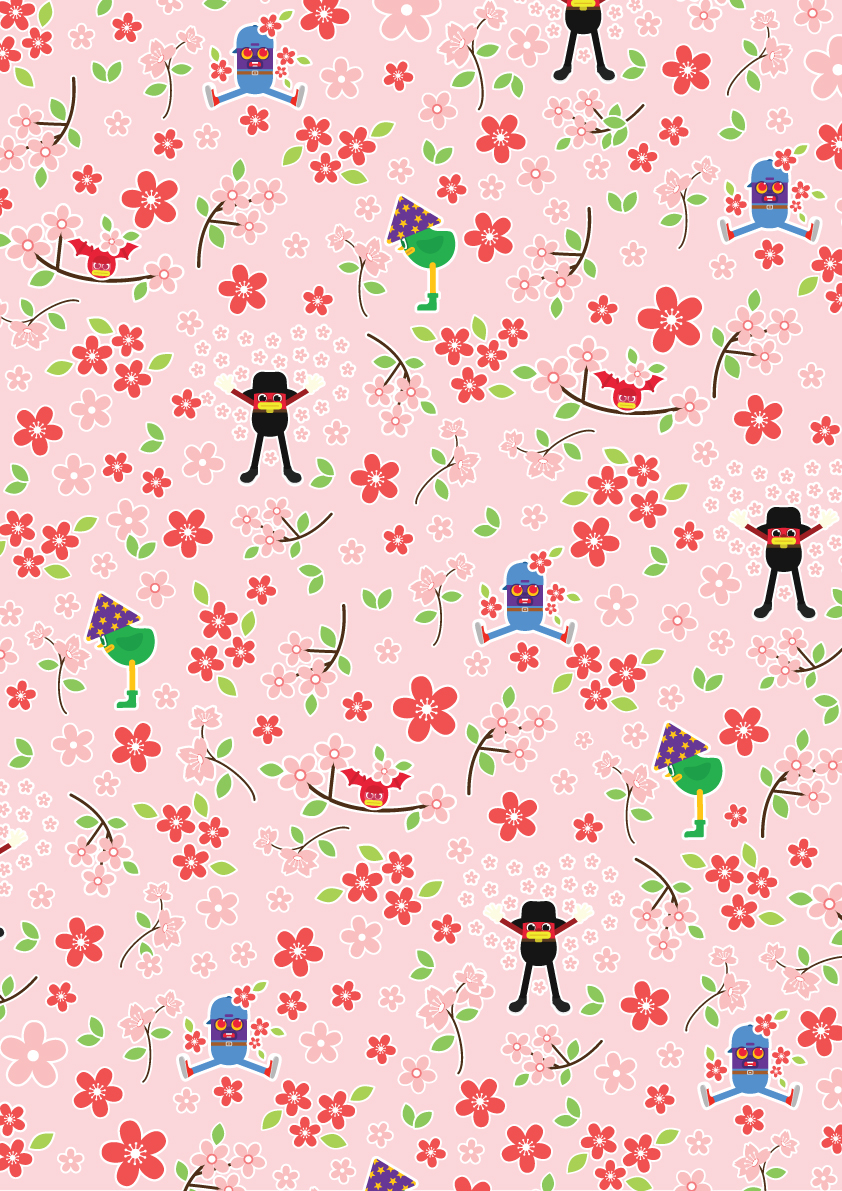 illust hatmons Cherry Blossom patten Character characterdesign
