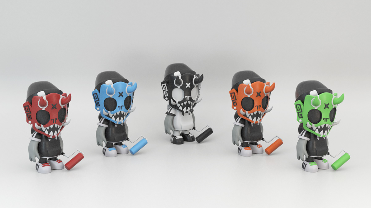 3D modeling sculpting  design Character design  Character streetart skateboarding mask adobeawards