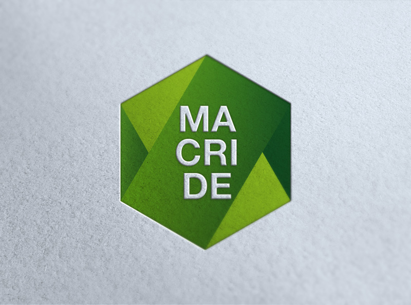 logo Macride hexagon green helvetica brand design Printing letterpress Stationery Logotype identity business card brand identity