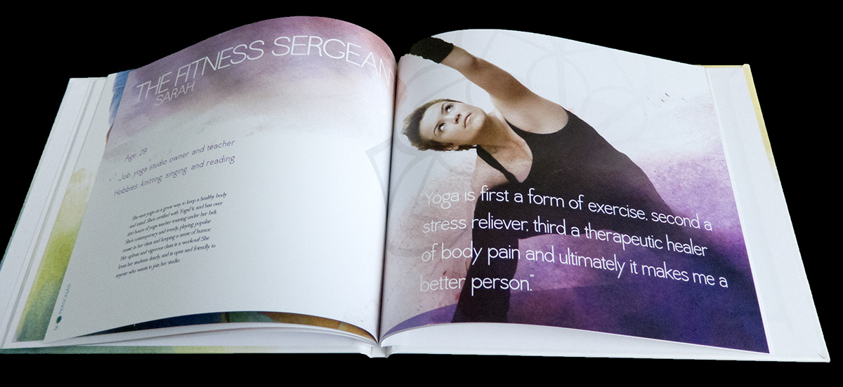 Yoga watercolor book design research personas
