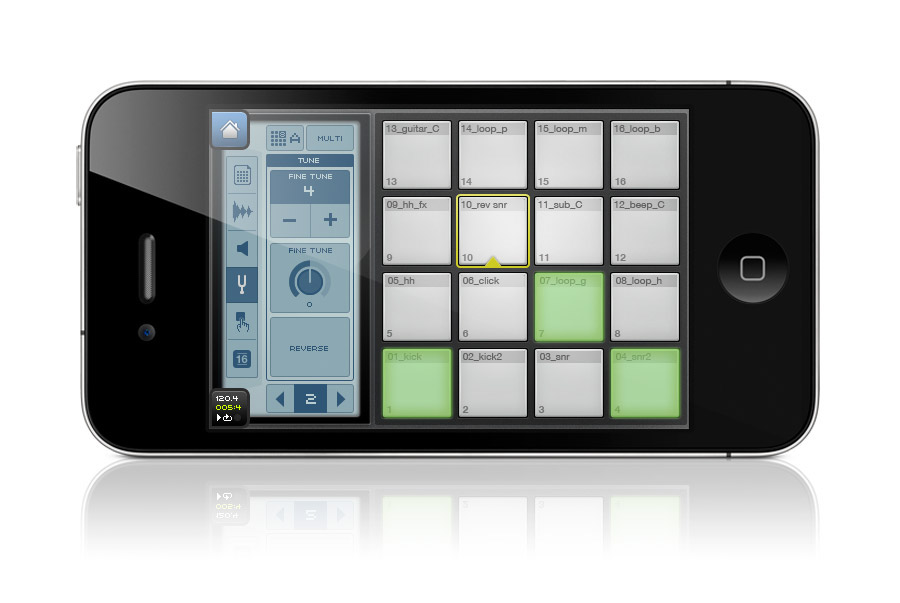 intua BeatMaker Version 2 Beatmaker 2 user interface hardware based tools sequencer mixer studio application iphone effects iPad touch screen ios 3D apple