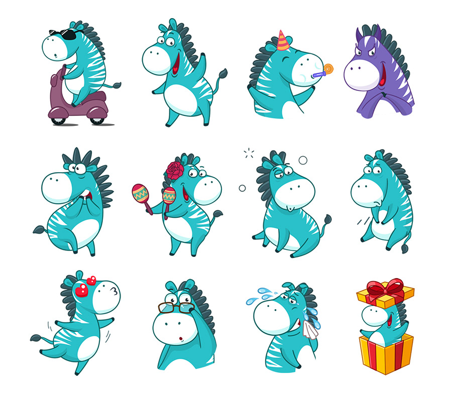 animated stickers animation  Character design  Telegram sticker minty zebra zebra after effects sticker cute funny