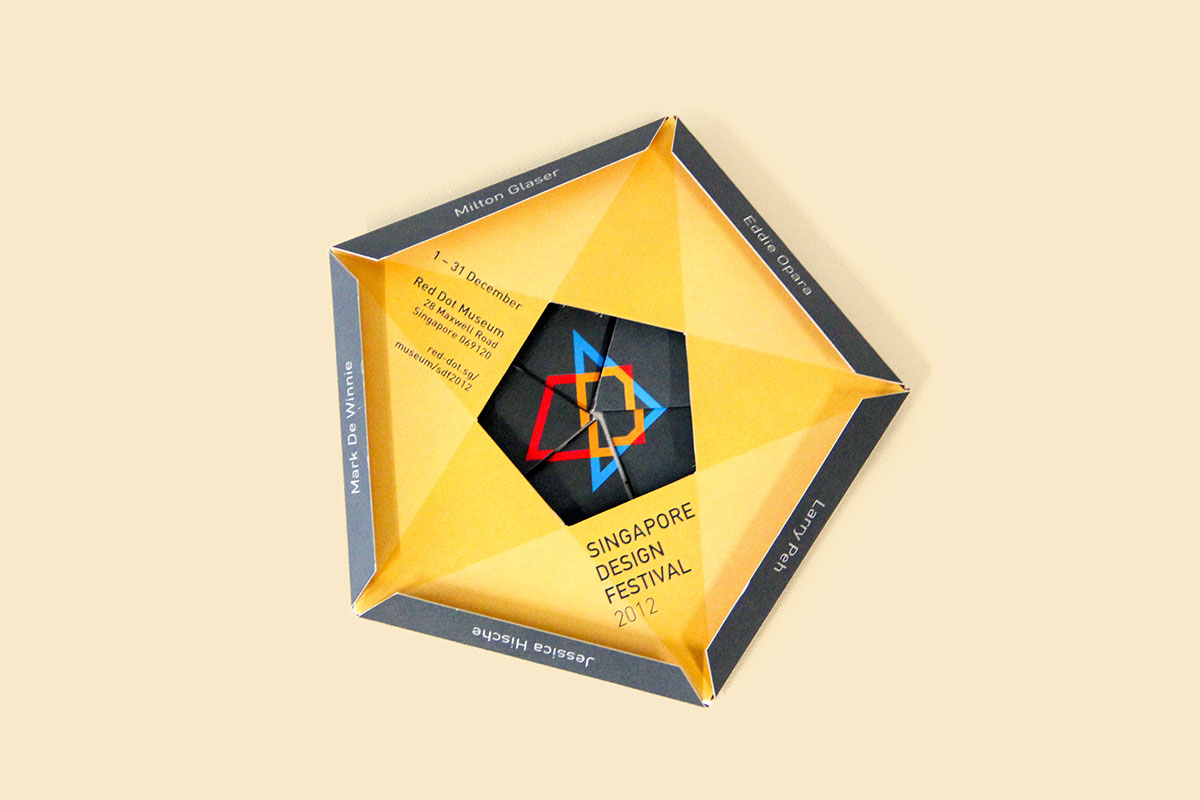 singapore  design  festival  brochure pentagon  designers mailer five folds poster logo