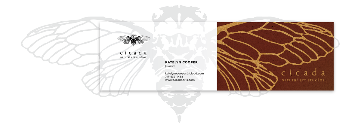 business card cicada natural earthy bug organic stationary