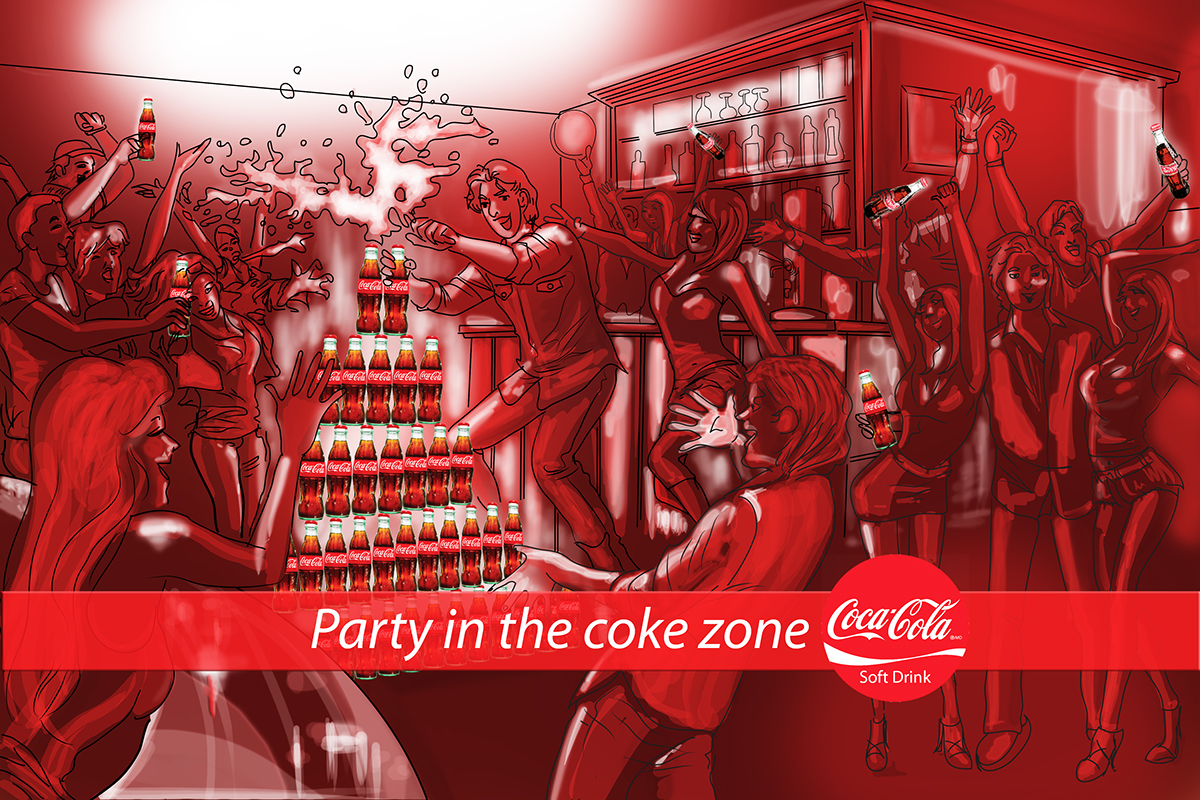 Coca-Cola coke poster red colors party drink partydrink softdrink Swoosh