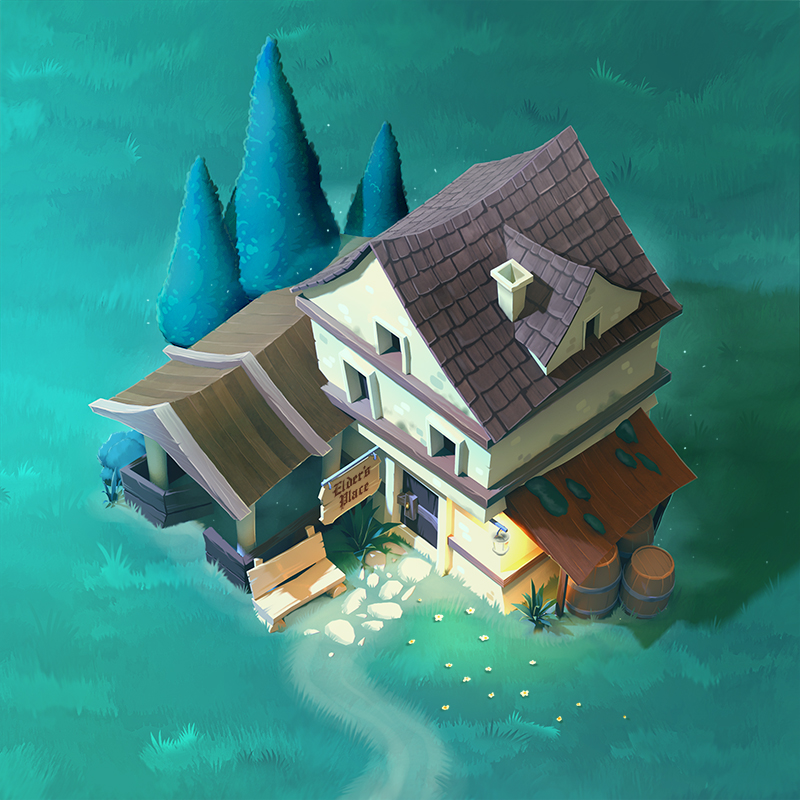 Isometric medieval buildings house fantasy Game Art top-down fairy tale adventure rts rpg