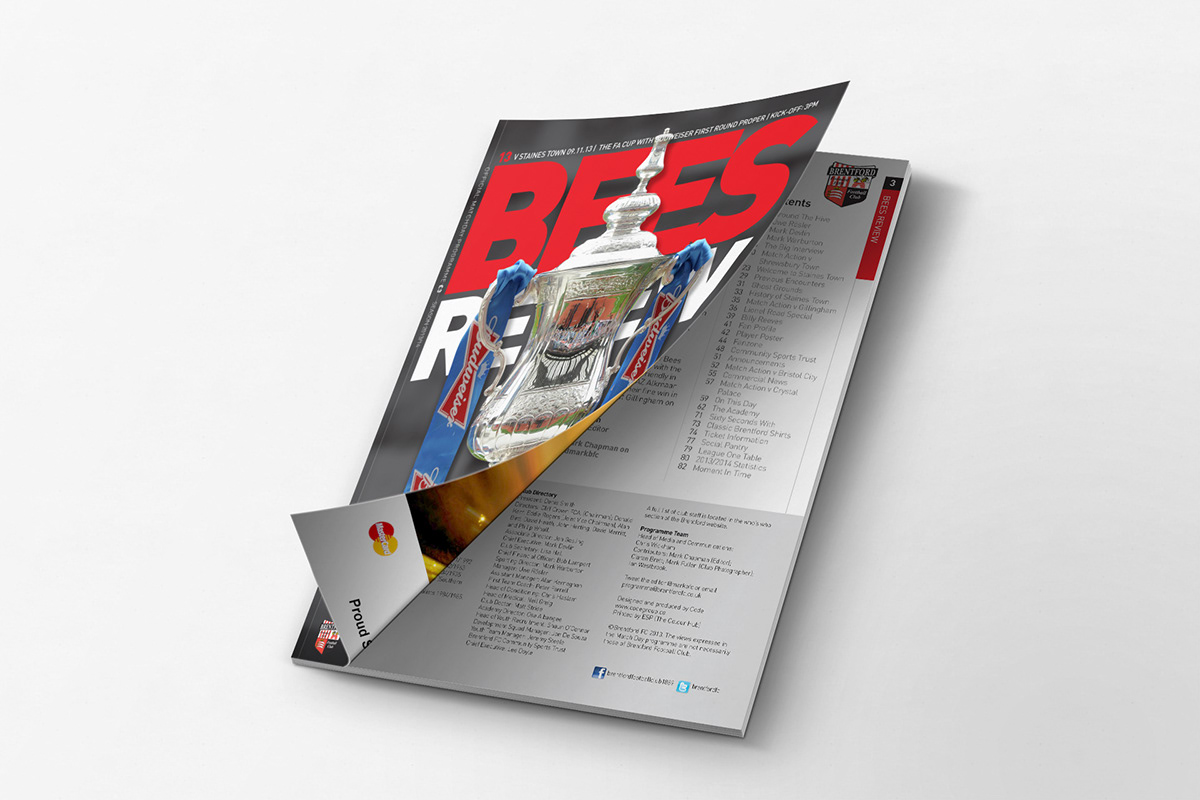 football sport design graphics bees Brentford FC sport logo programme match day soccer red and black