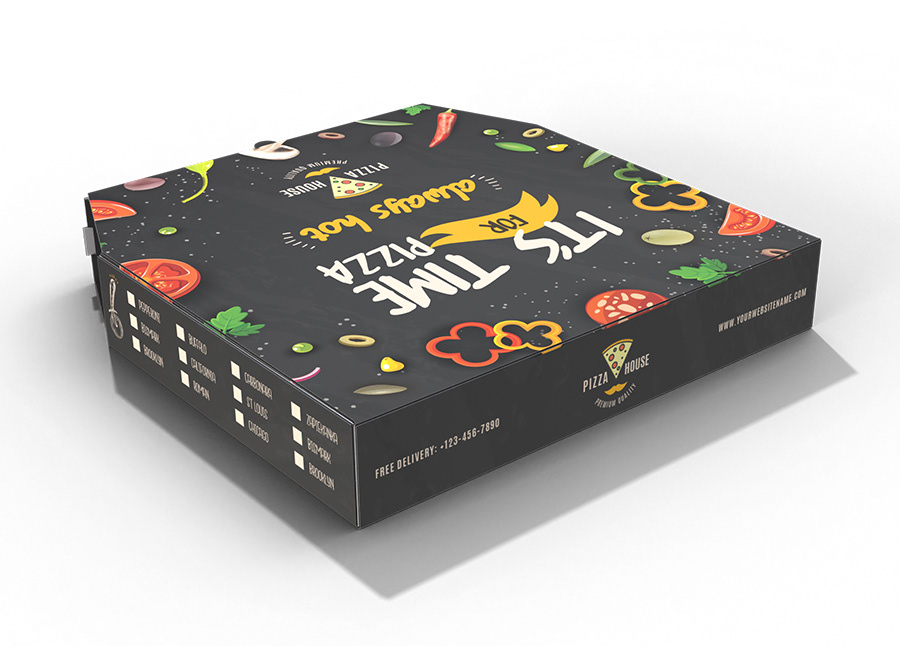 Pizza restaurant Pack packaging design Fast food delivery packing box design Diecut