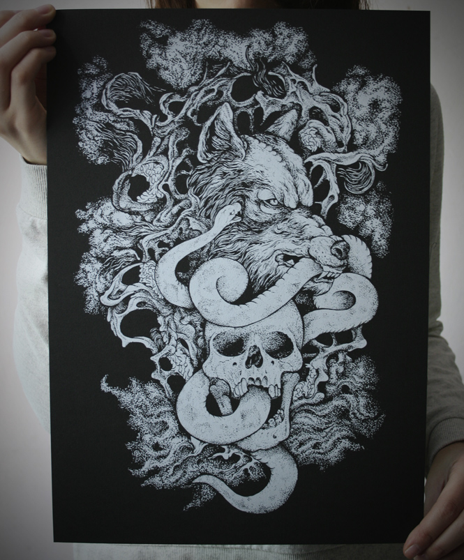 witch skulls dark black occult Nature spell hag vixen tattoo art graphic arts rotten fantom dot work metallhead design