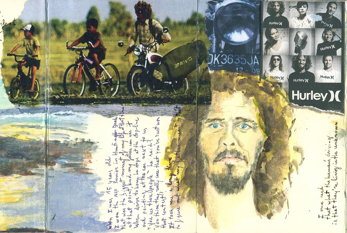 Surf painting   rob machado Taylor Steele The Drifter Carnet de voyage taccuino painting   watercolor