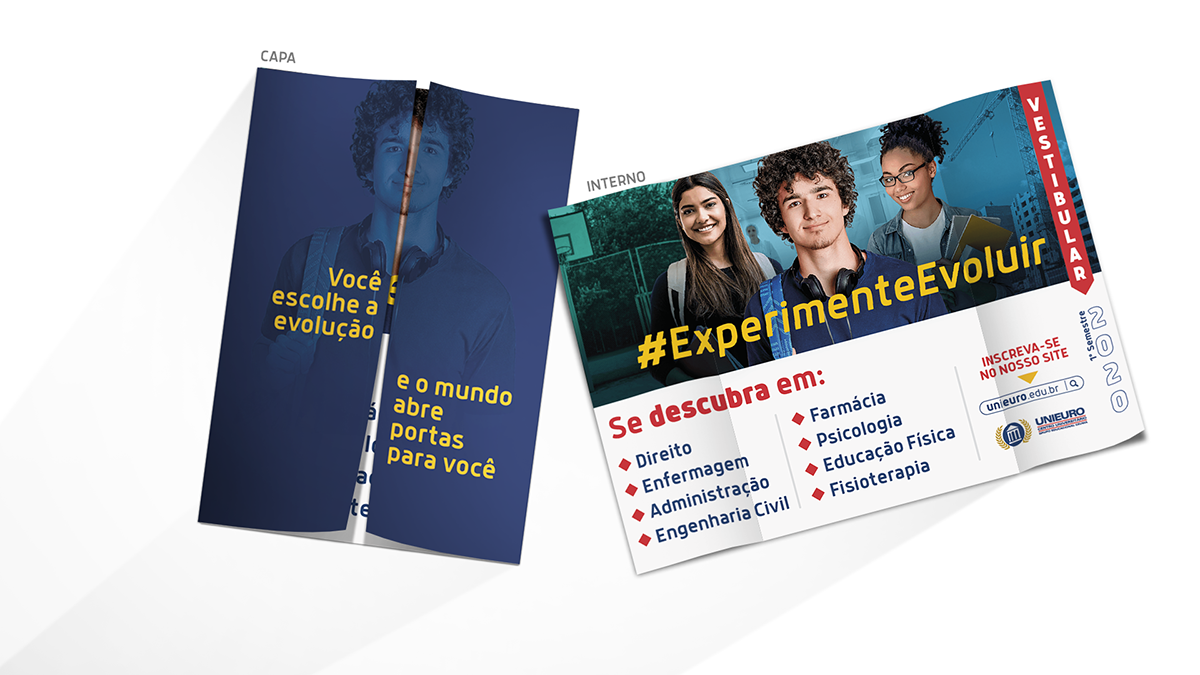 campanha vestibular evoluir Experimente educação faculdade estudante Unieuro