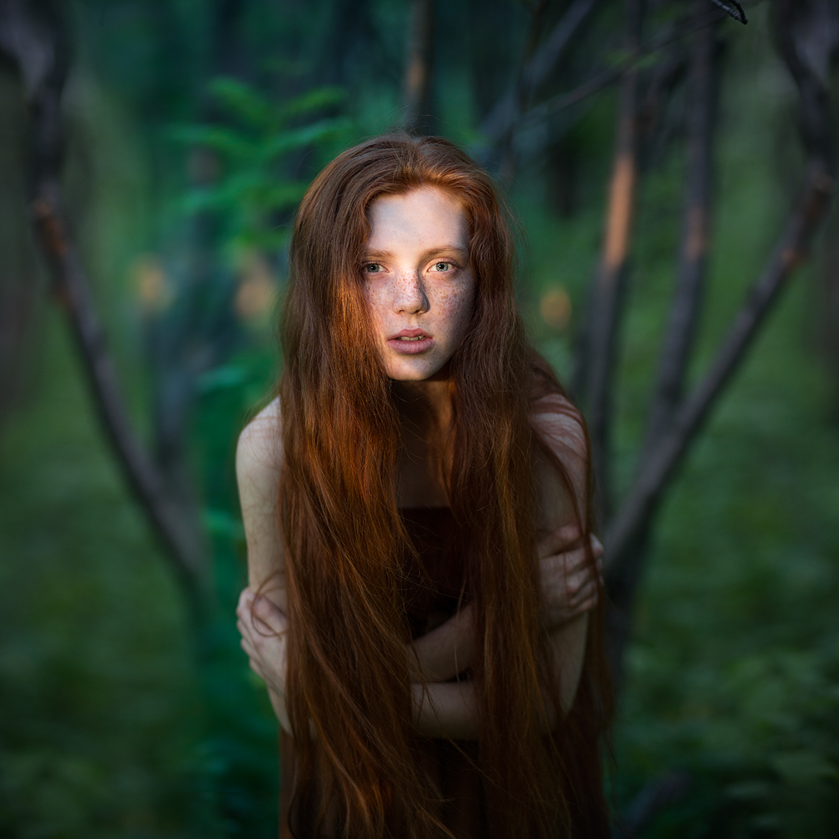 portrait red haired wild forest 6d 85mm